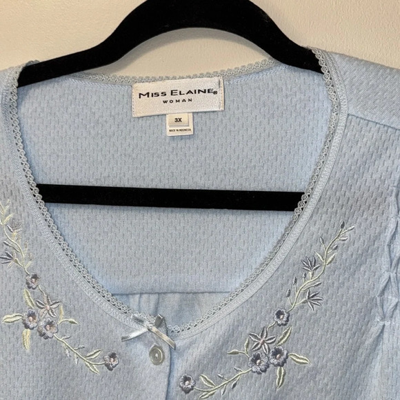 NWT MISS ELAINE WOMAN 3X LOUNGEWEAR/SLEEPWEAR/PAJAMA BLUE CUDDLEKNIT POPOVER - Picture 6 of 17